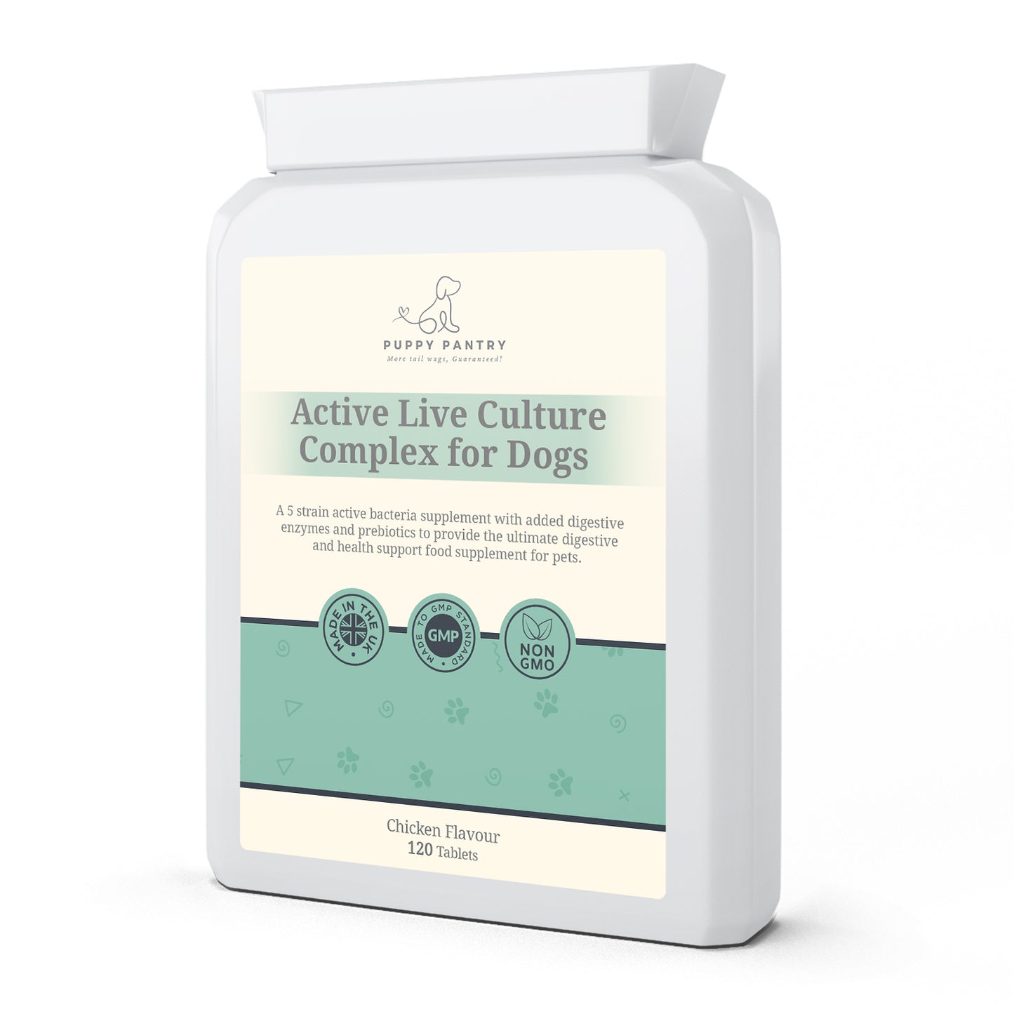 Gut Health Supplement for Dogs - Probiotics, Prebiotics, Enzymes - Chicken Flavor - 120 Tablets - Dog Digestive Support - Puppy Pantry
