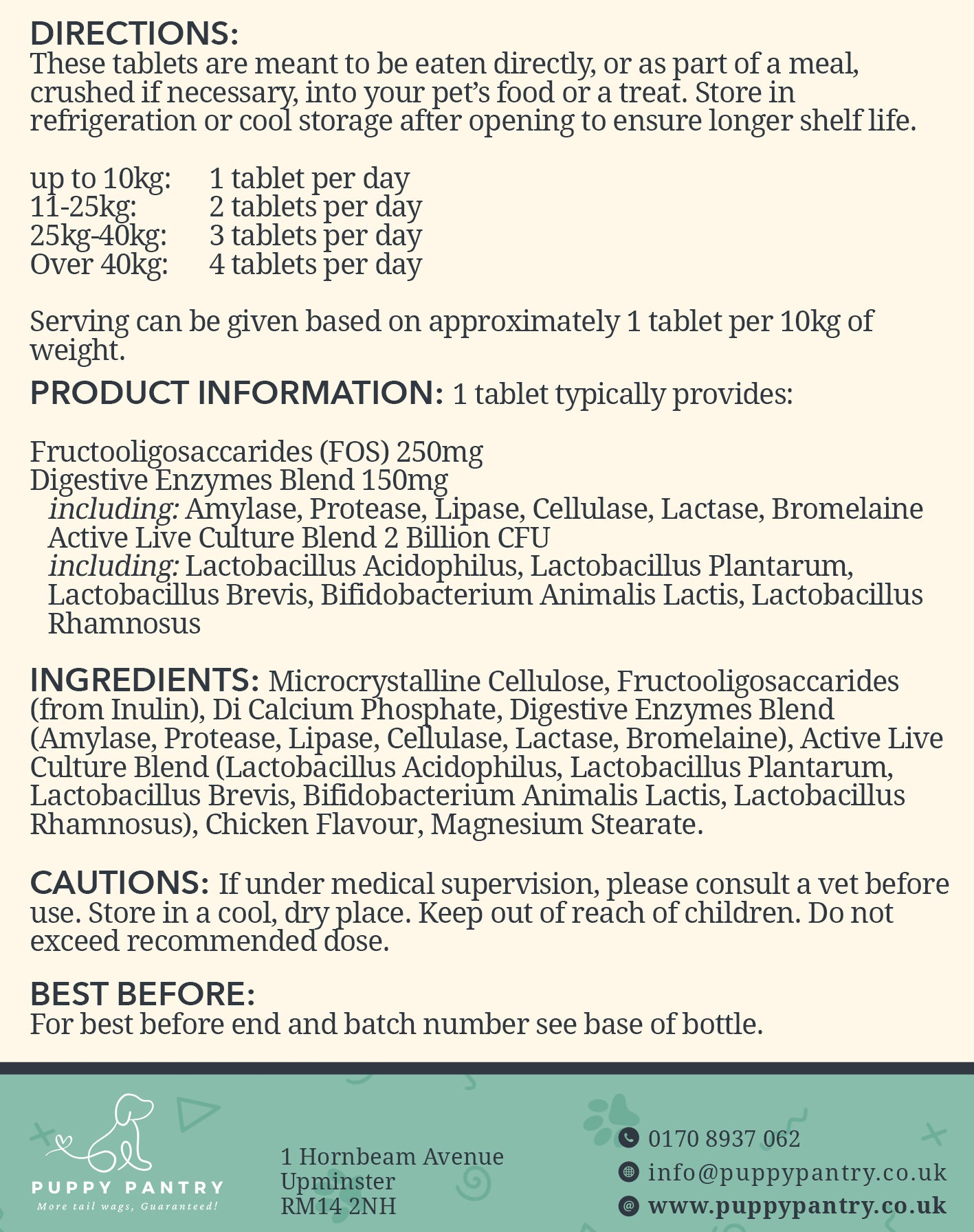 Gut Health Supplement for Dogs - Probiotics, Prebiotics, Enzymes - Chicken Flavor - 120 Tablets - Dog Digestive Support - Puppy Pantry