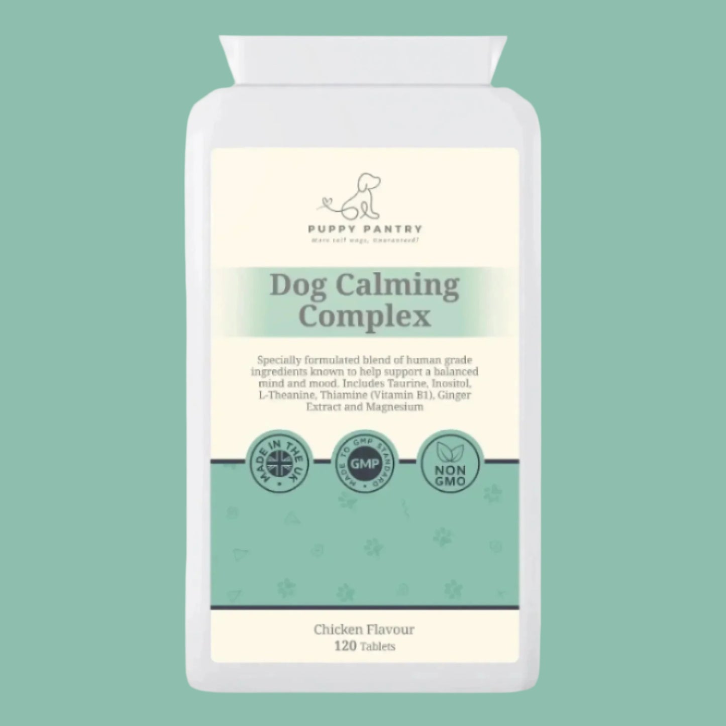 Dog Calming Tablets – Natural Support for Anxiety & Stress (120 Tablets - 4 Month Supply) - Puppy Pantry