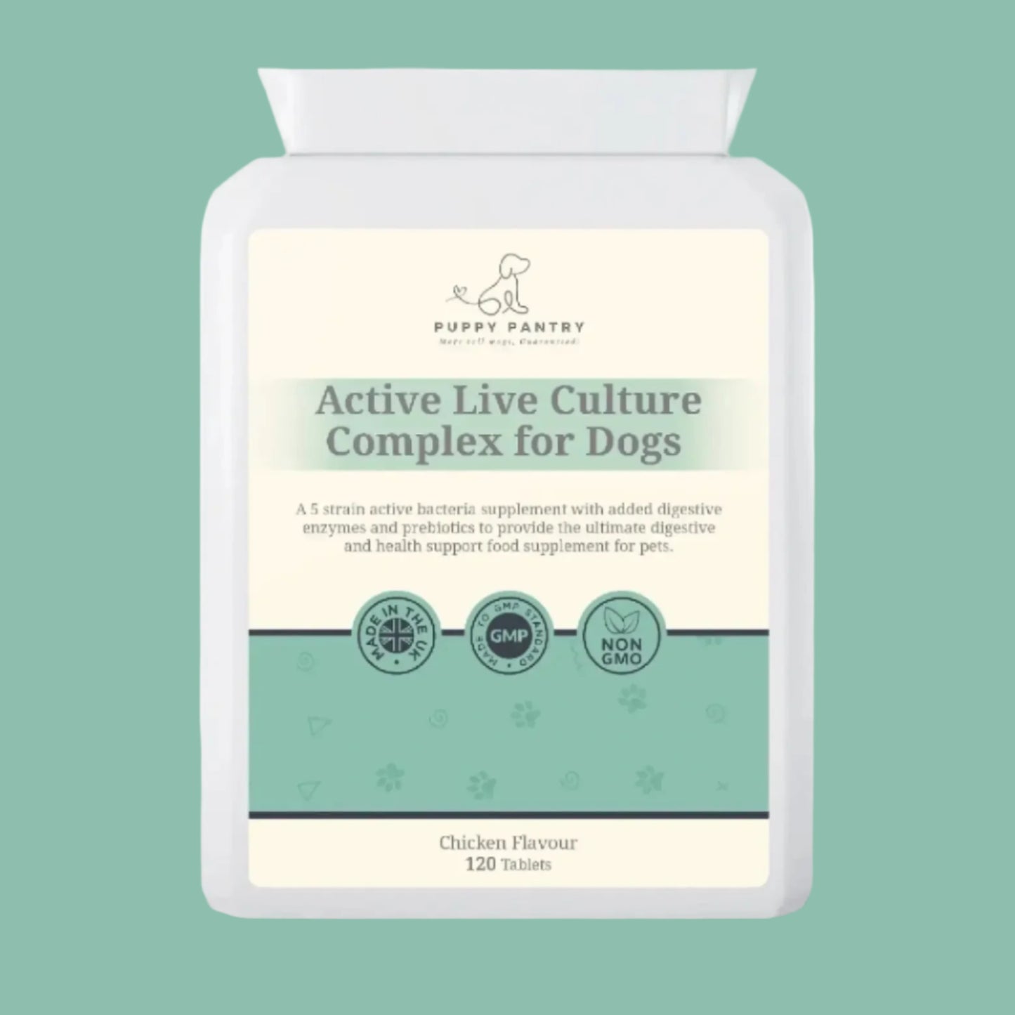 Dog Gut Health Support Tablets – Probiotics, Prebiotics, & Enzymes (120 Tablets - 4 Month Supply) - Puppy Pantry