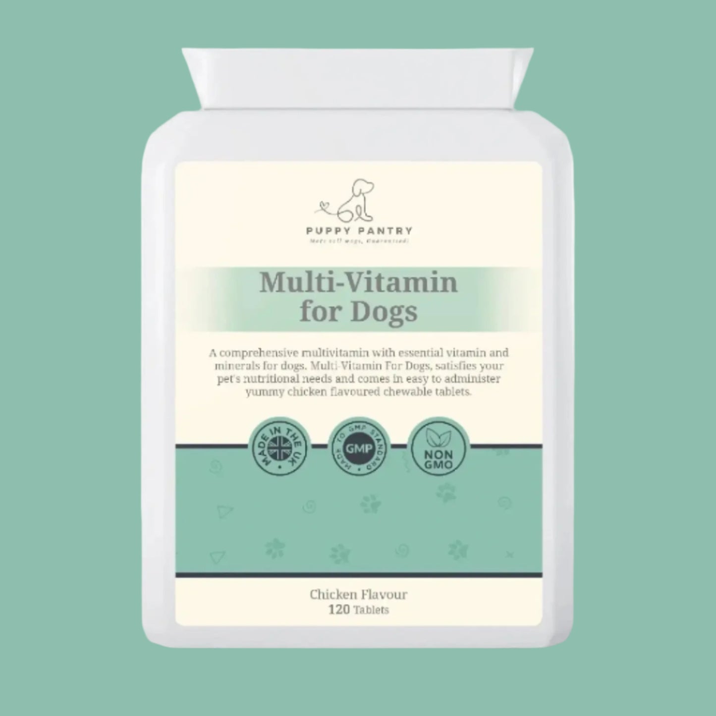 Dog Multivitamin Tablets – Complete Daily Nutrition for Optimal Health. Heart, Brain & Energy (120 Tablets - 4 Month Supply) - Puppy Pantry