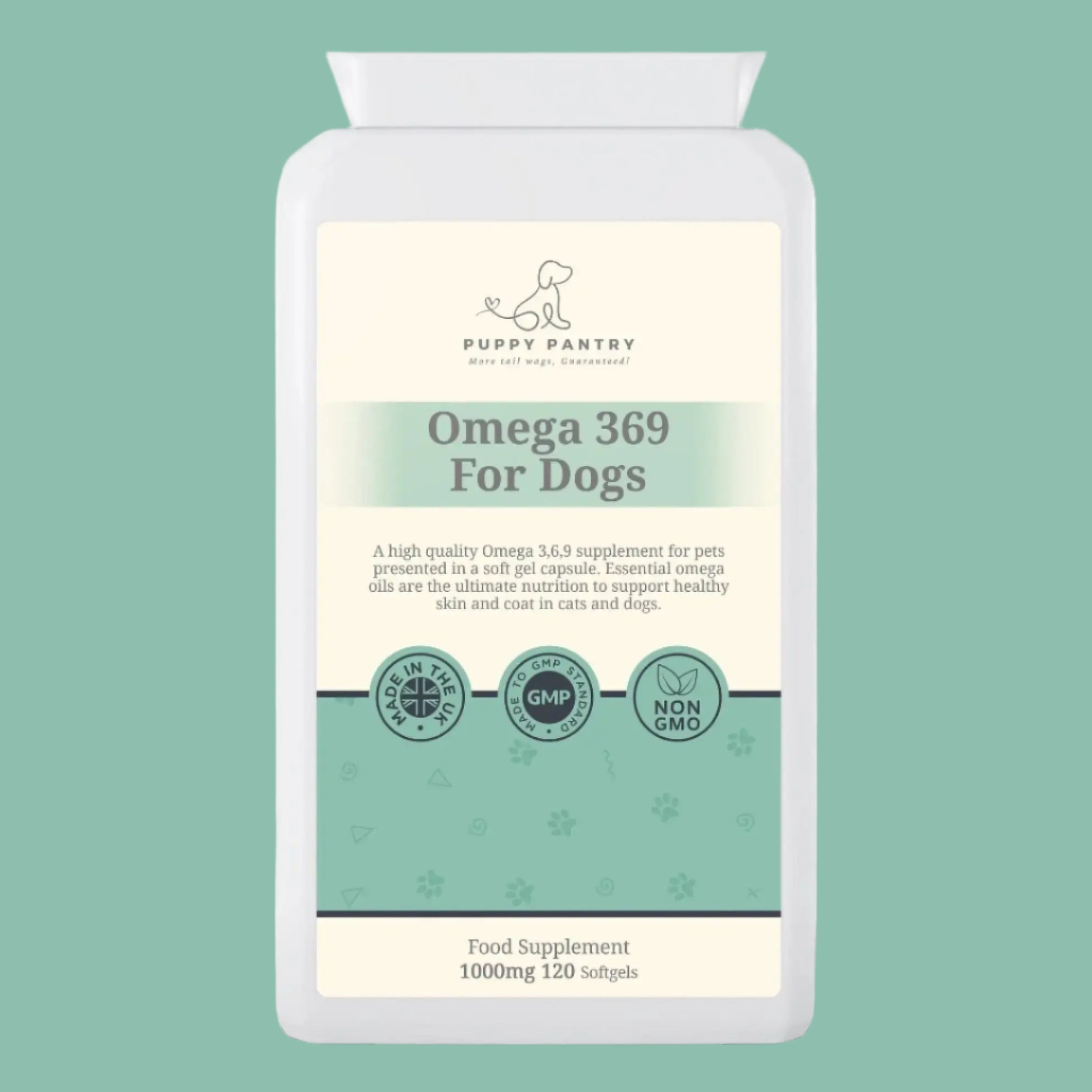 Omega 3,6,9 for Dogs: Soft Gel Capsules for A Healthy Brain, Skin & Coat (120 Tablets - 4 Month Supply) - Puppy Pantry