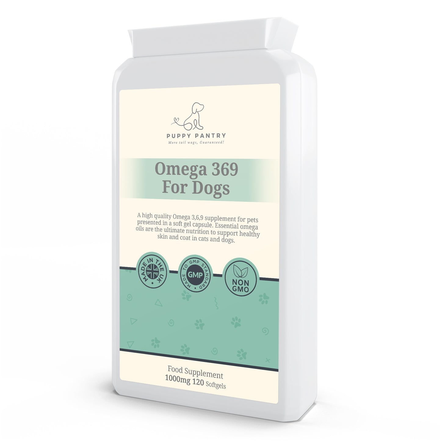 Omega 3,6,9 for Dogs: Soft Gel Capsules for a Healthy Brain, Skin & Coat (120 Tablets) - Puppy Pantry