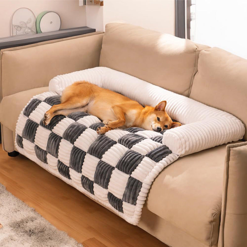 Muddy Paws "Chessboard Grid" Thickened Warm Dog Bed (Also Suitable for Cats)