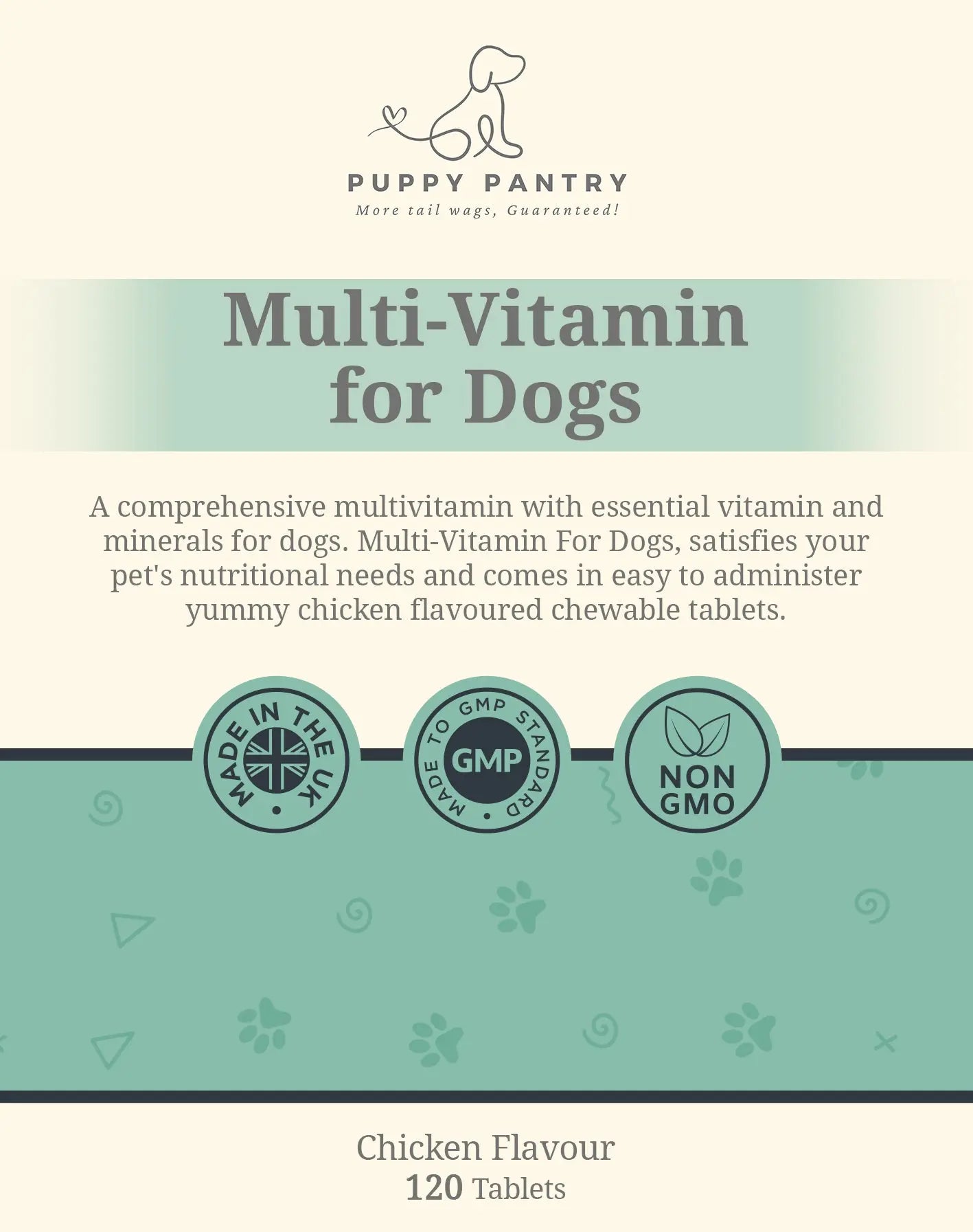 Dog Multivitamin Tablets – Complete Daily Nutrition for Optimal Health. Heart, Brain & Energy (120 Tablets) Puppy Pantry