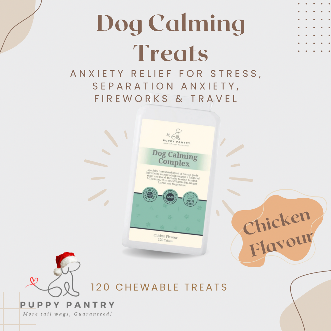 Puppy Pantry Calming Treats for Dogs - Anxiety Relief for Stress, Separation Anxiety, Fireworks, Travel - Chicken Flavor - 120 Chews