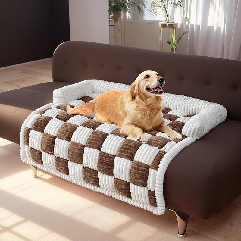 Muddy Paws "Chessboard Grid" Thickened Warm Dog Bed (Also Suitable for Cats)