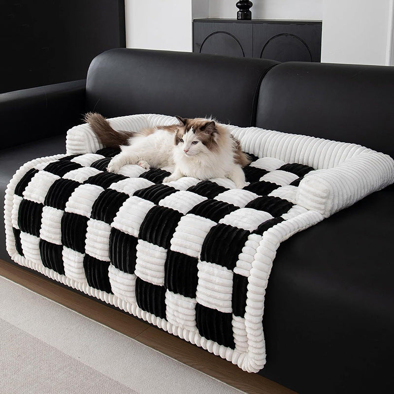 Muddy Paws "Chessboard Grid" Thickened Warm Dog Bed (Also Suitable for Cats)