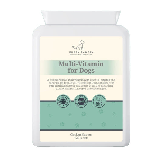 Dog Multivitamin Tablets – Complete Daily Nutrition for Optimal Health. Heart, Brain & Energy (120 Tablets - 4 Month Supply) - Puppy Pantry