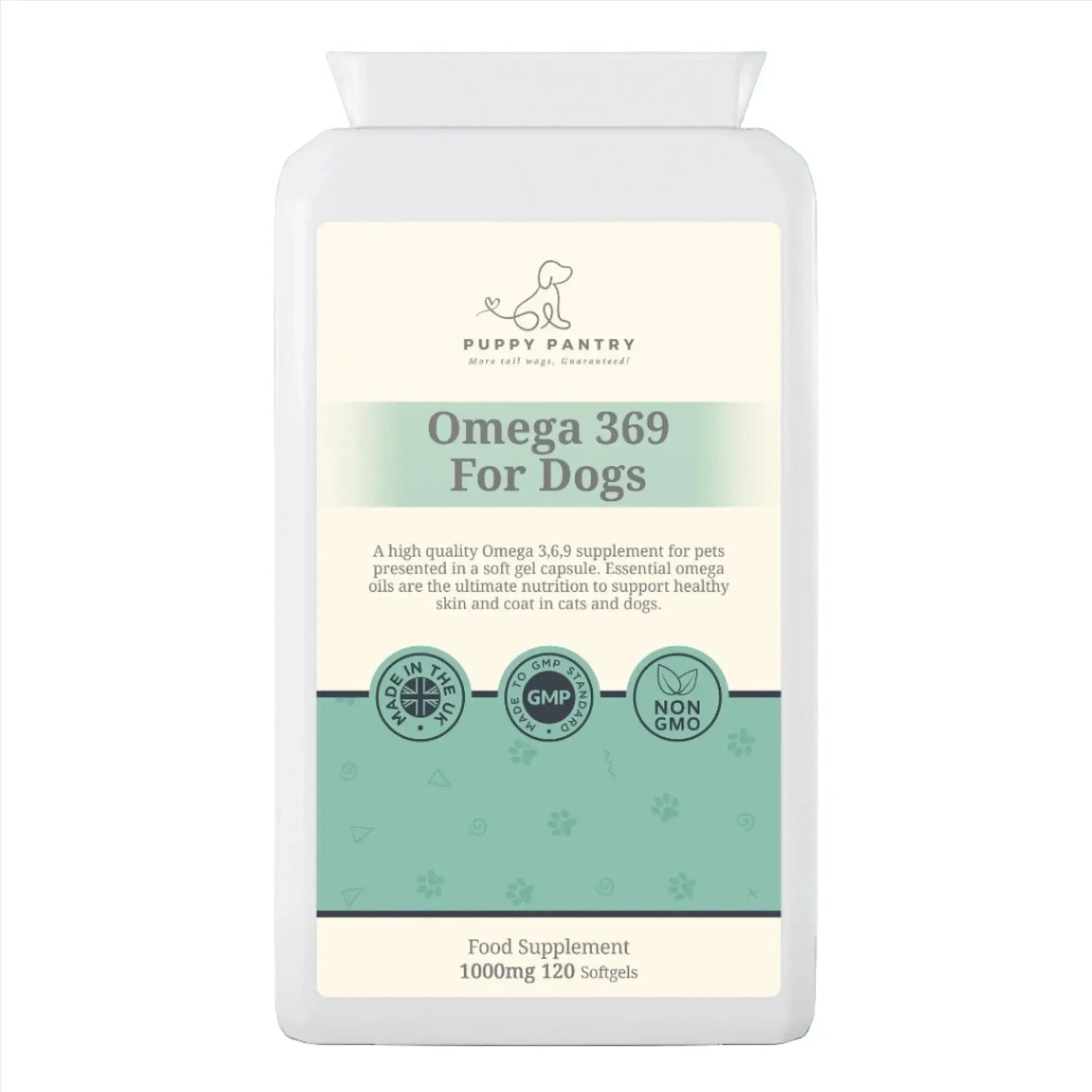 Omega 3,6,9 for Dogs: Soft Gel Capsules for A Healthy Brain, Skin & Coat (120 Tablets - 4 Month Supply) - Puppy Pantry