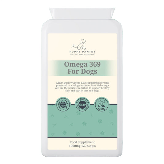 Omega 3,6,9 for Dogs: Soft Gel Capsules for A Healthy Brain, Skin & Coat (120 Tablets - 4 Month Supply) - Puppy Pantry